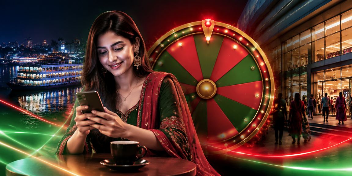Lucky draw prize distribution in Dhaka with a red and green theme